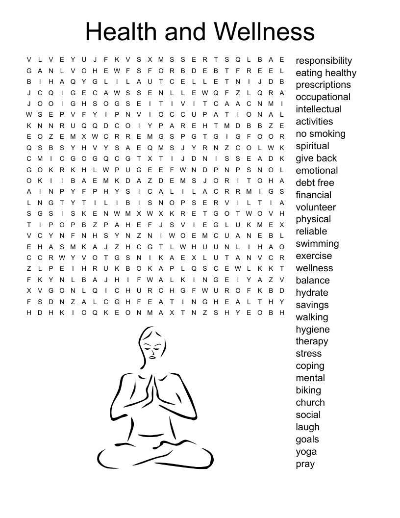 Printable Health Word Search