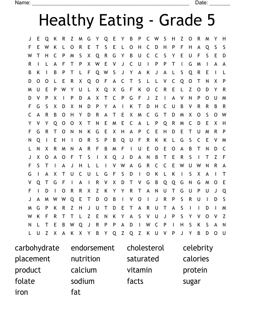 Word Search For 5th Graders Printable