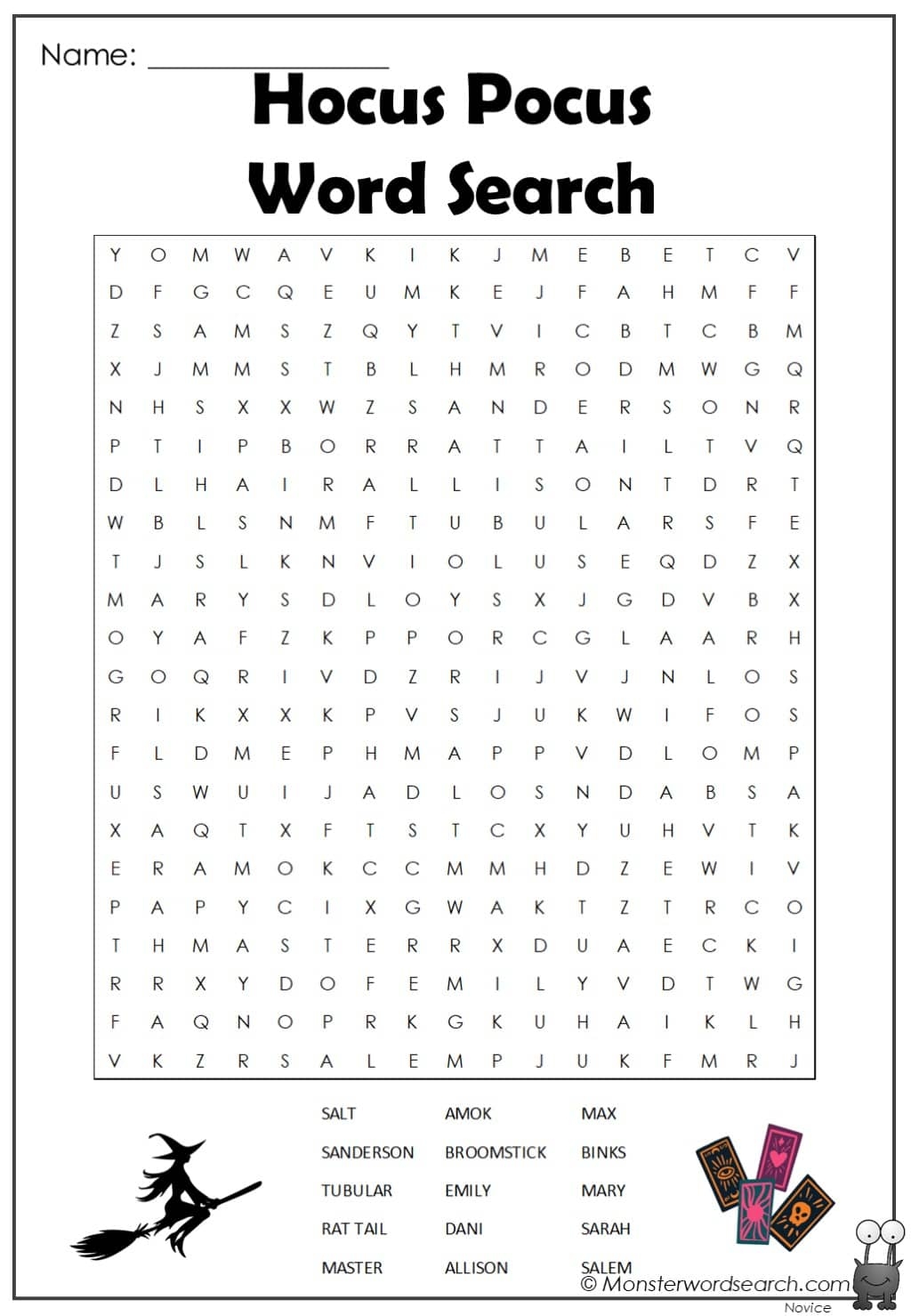 Hocus Pocus Word Search Printable