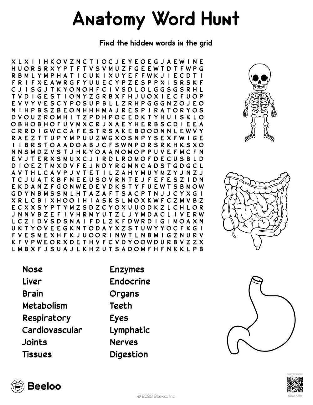 Human Body themed Word Searches Beeloo Printable Crafts And Activities For Kids