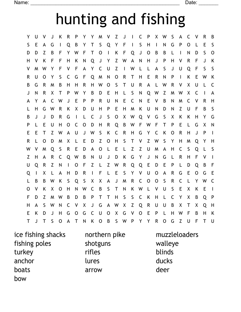 Hunting Word Search Printables