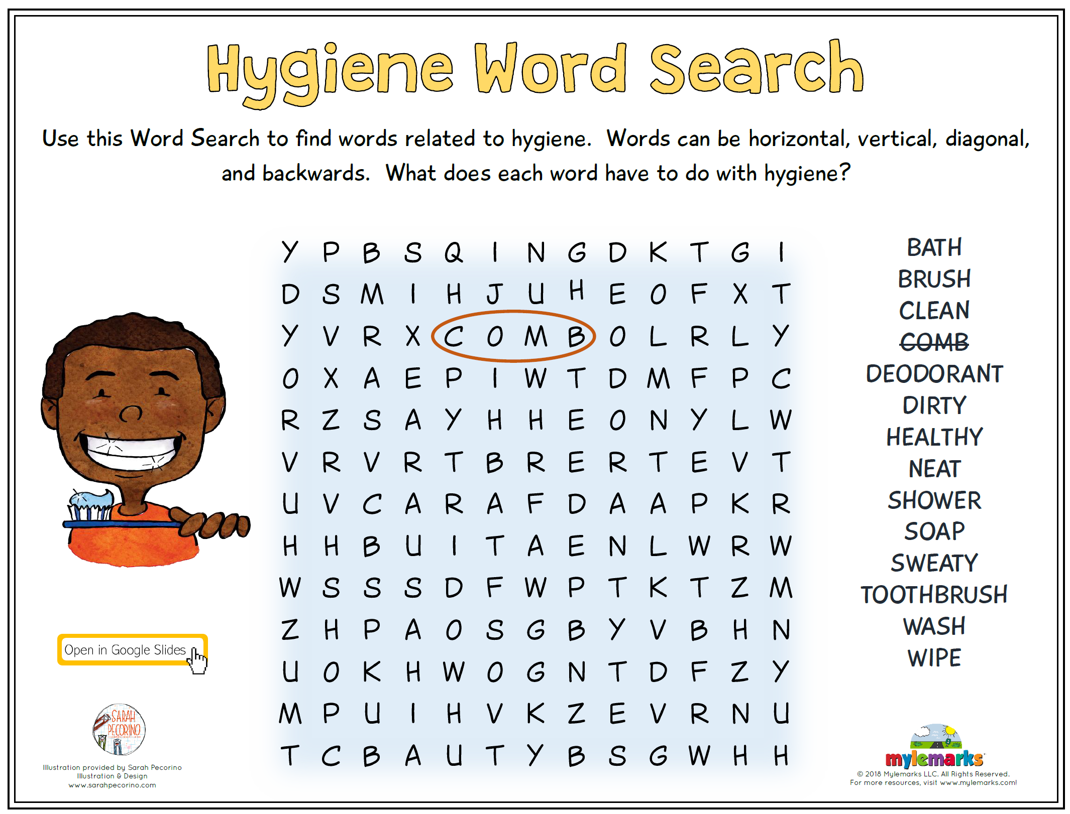 Hygiene Word Search GS 