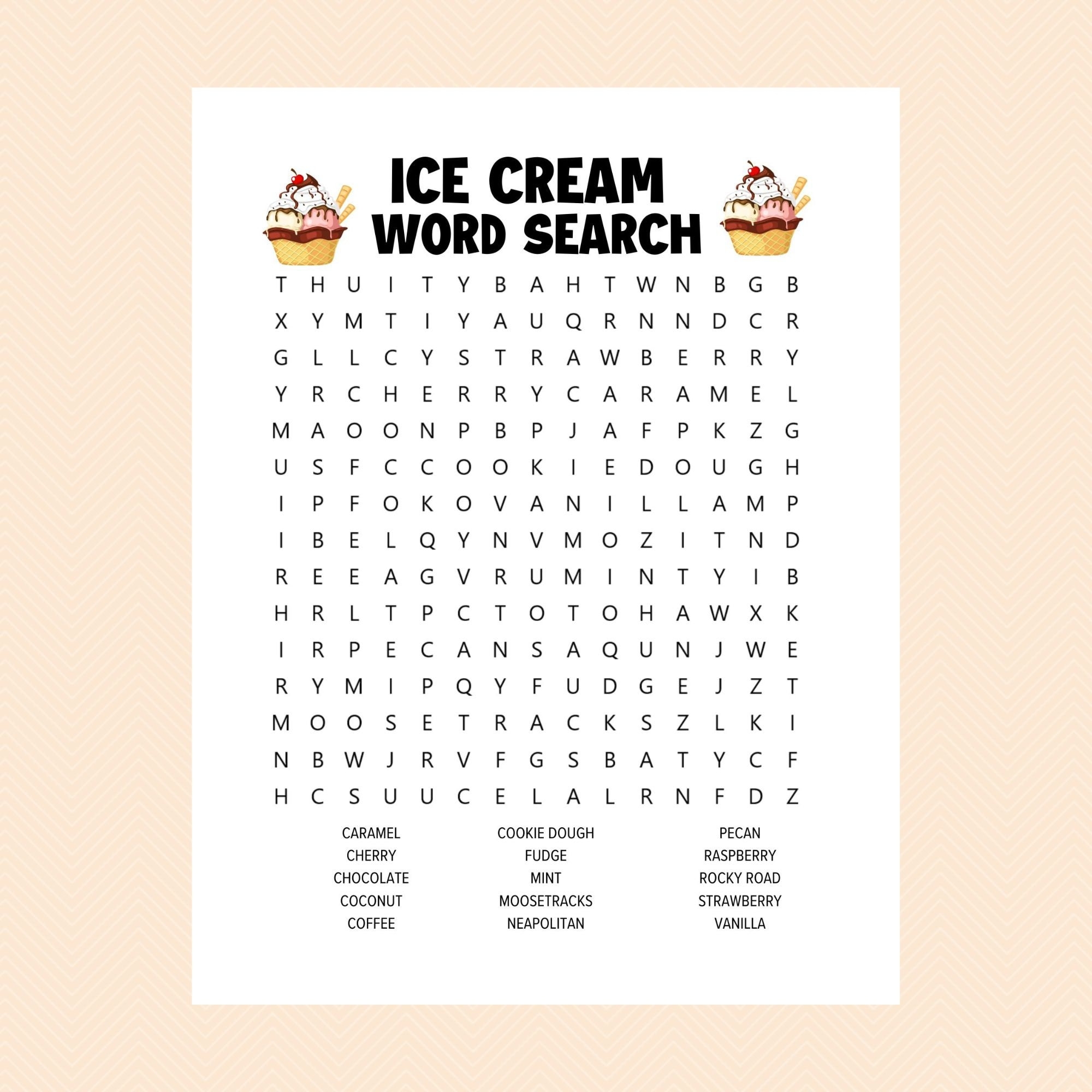 Ice Cream Word Search Ice Cream Worksheets Printable Activity Pages Word Search Word Searches Word Searches For Kids And Adults