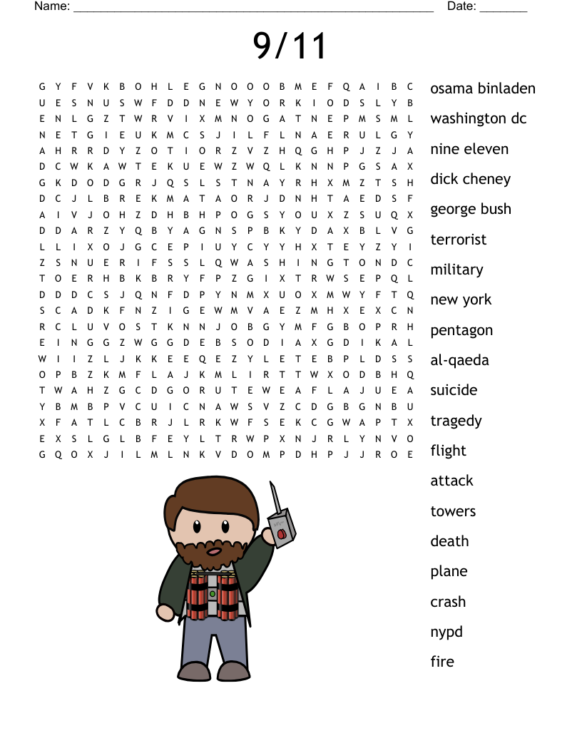 In Remembrance Of 9 11 Word Search WordMint