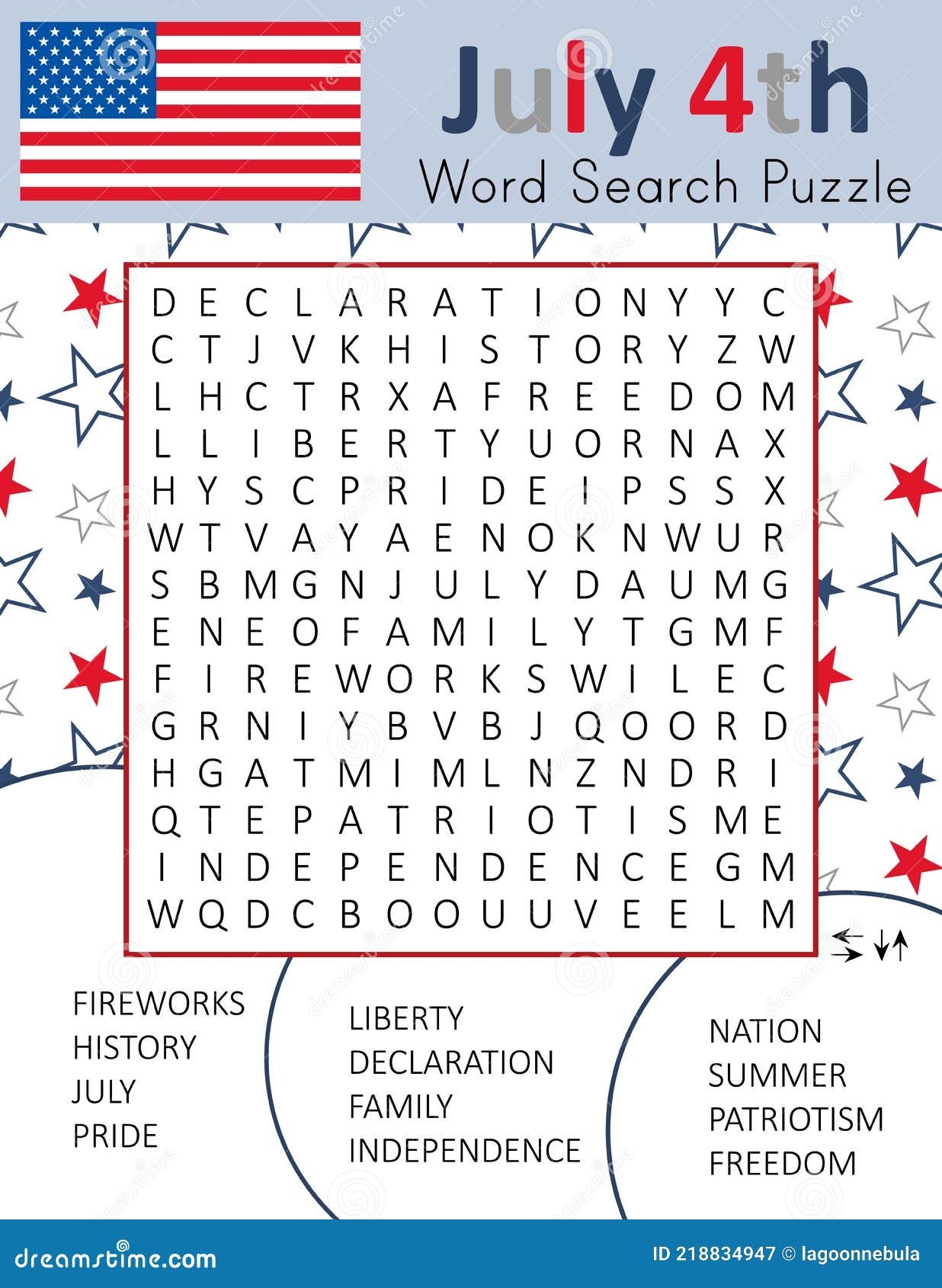 Independence Day 4th July Word Search Puzzle For Learning English Words Holiday Crossword Logic Game Patriotism Theme Stock Vector Illustration Of Alphabet Maze 218834947