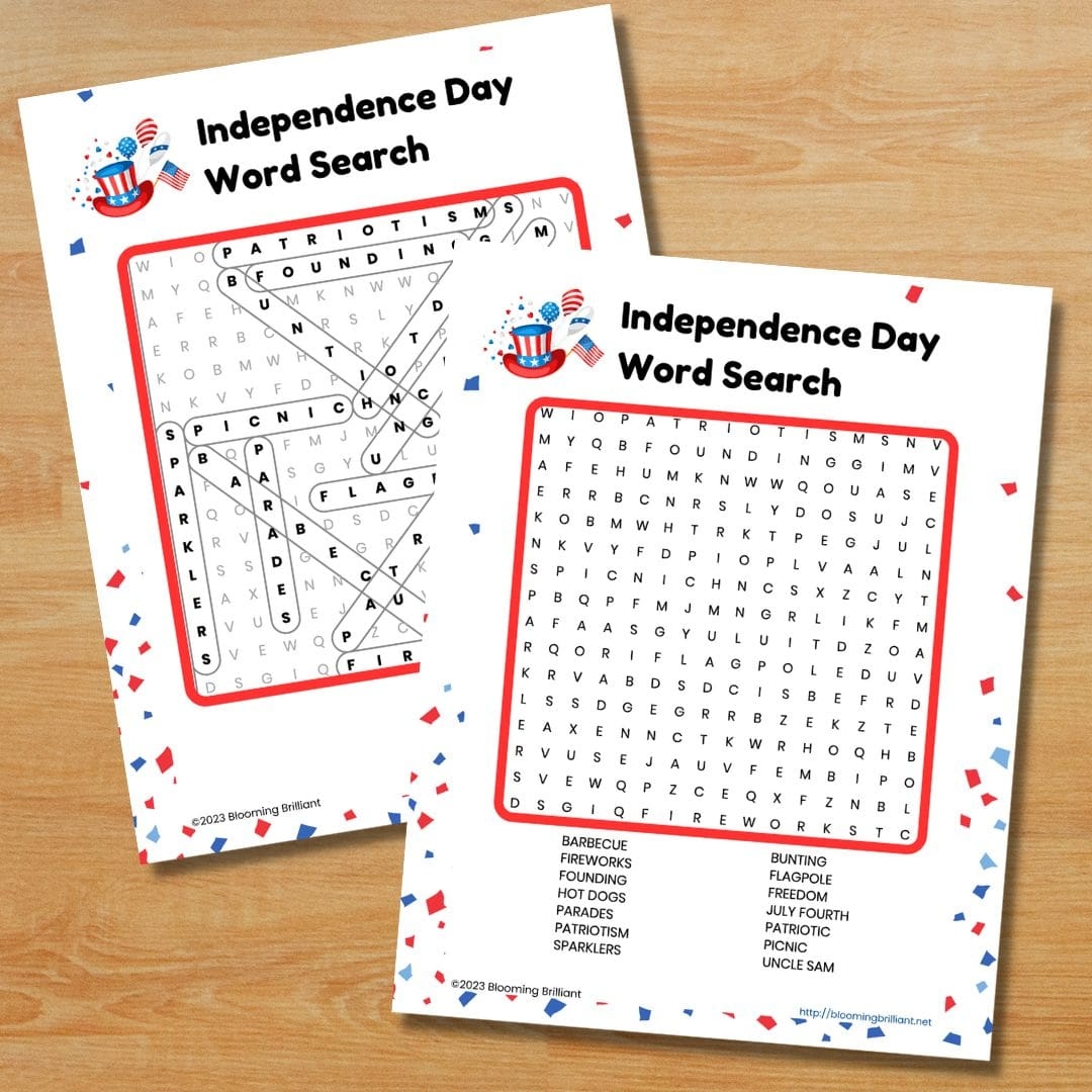 Independence Day Word Search Printable