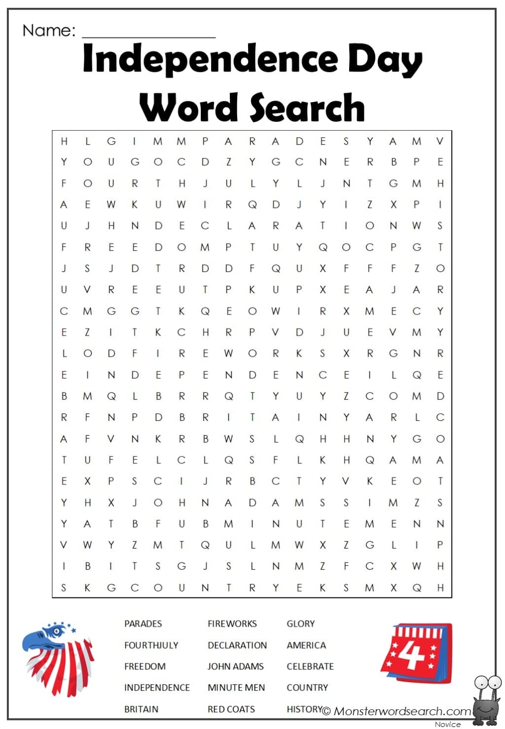 Independence Day Word Search Printable