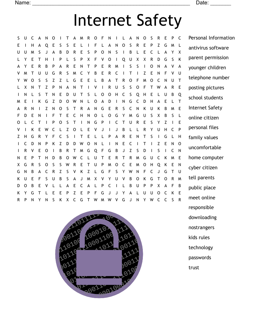 Internet Safety Word Search Printable