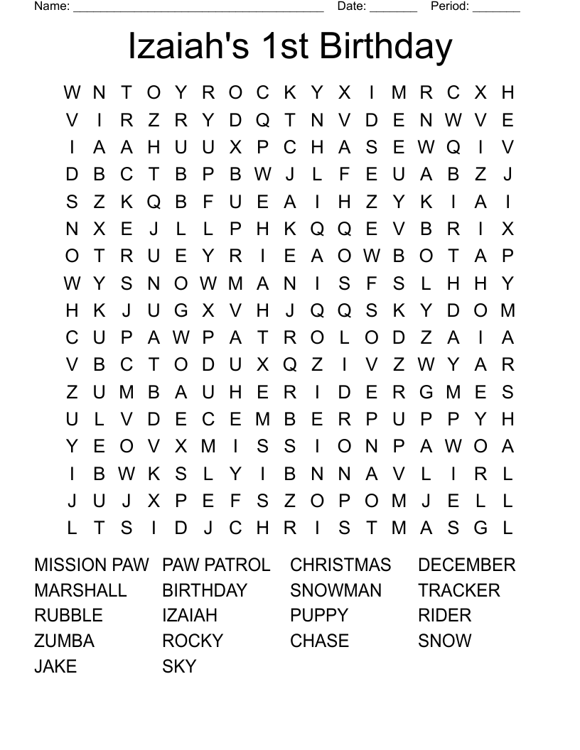 Paw Patrol Word Search Printable