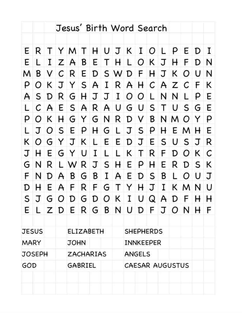 Christmas Christian Word Search Printable