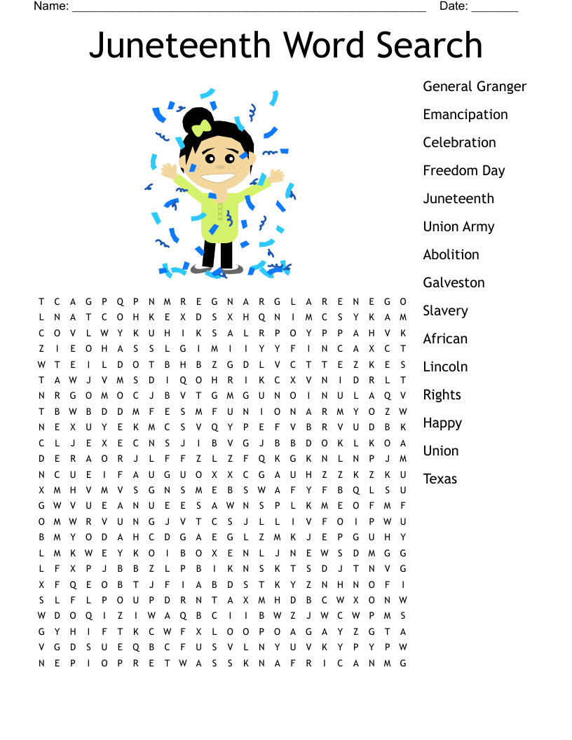 Juneteenth Word Search Printable