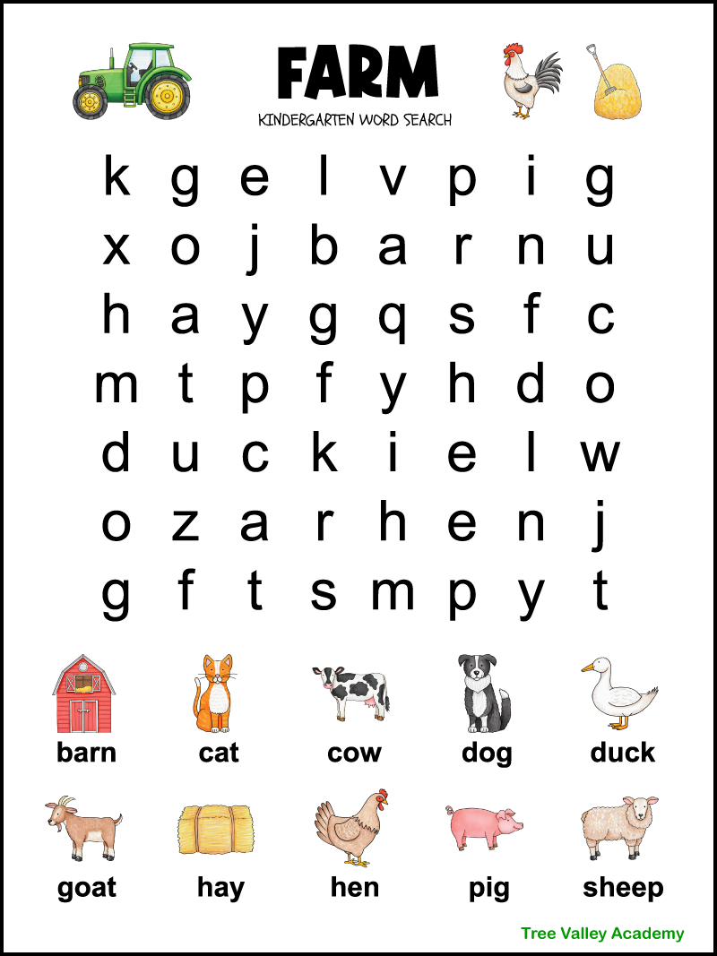 Preschool Word Search Printable Free
