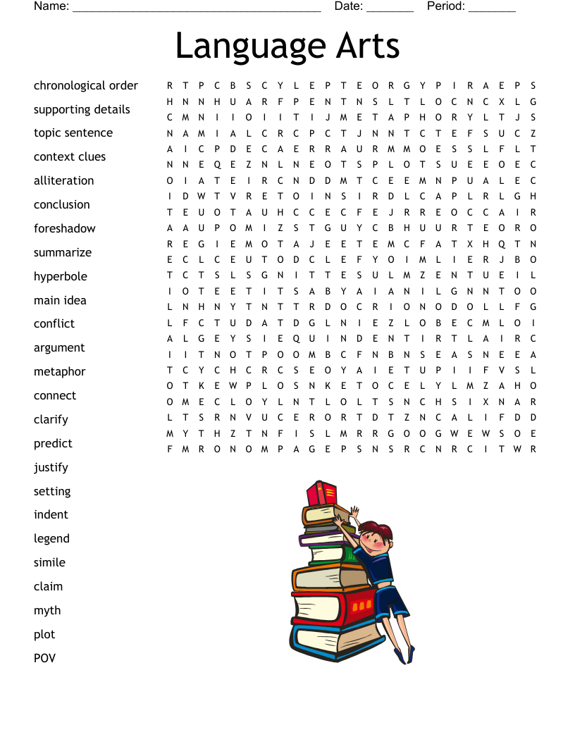 Language Arts Word Search Printable