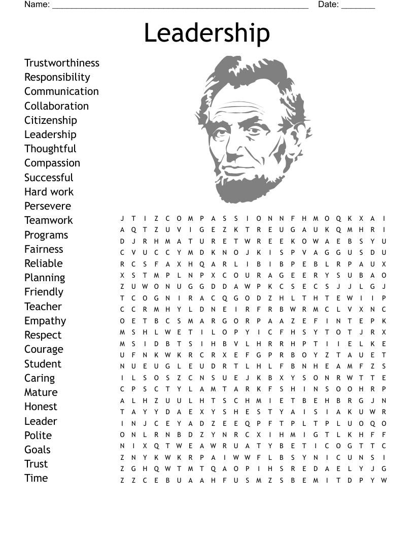 Leadership Word Search WordMint