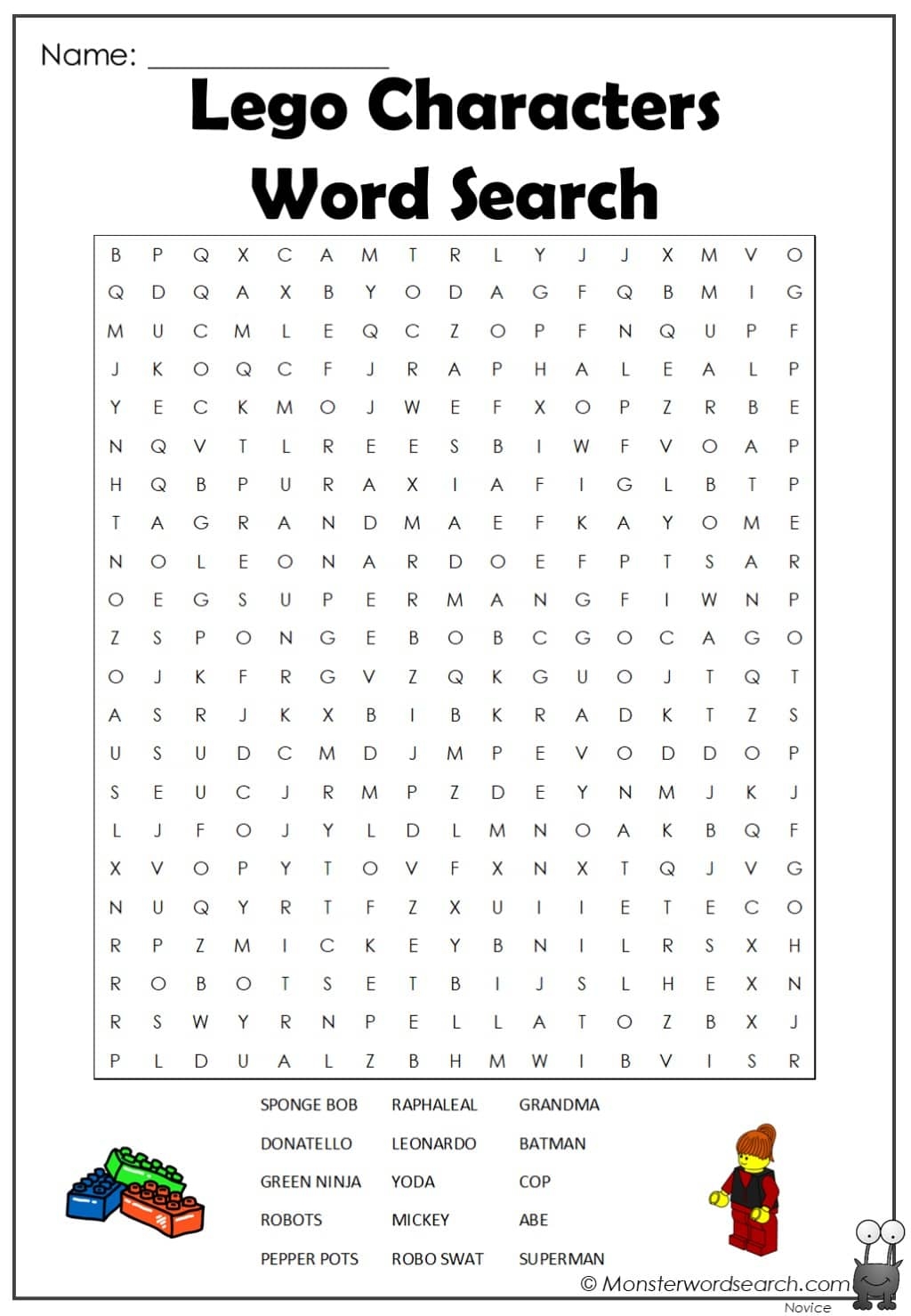 Lego Word Search Printable