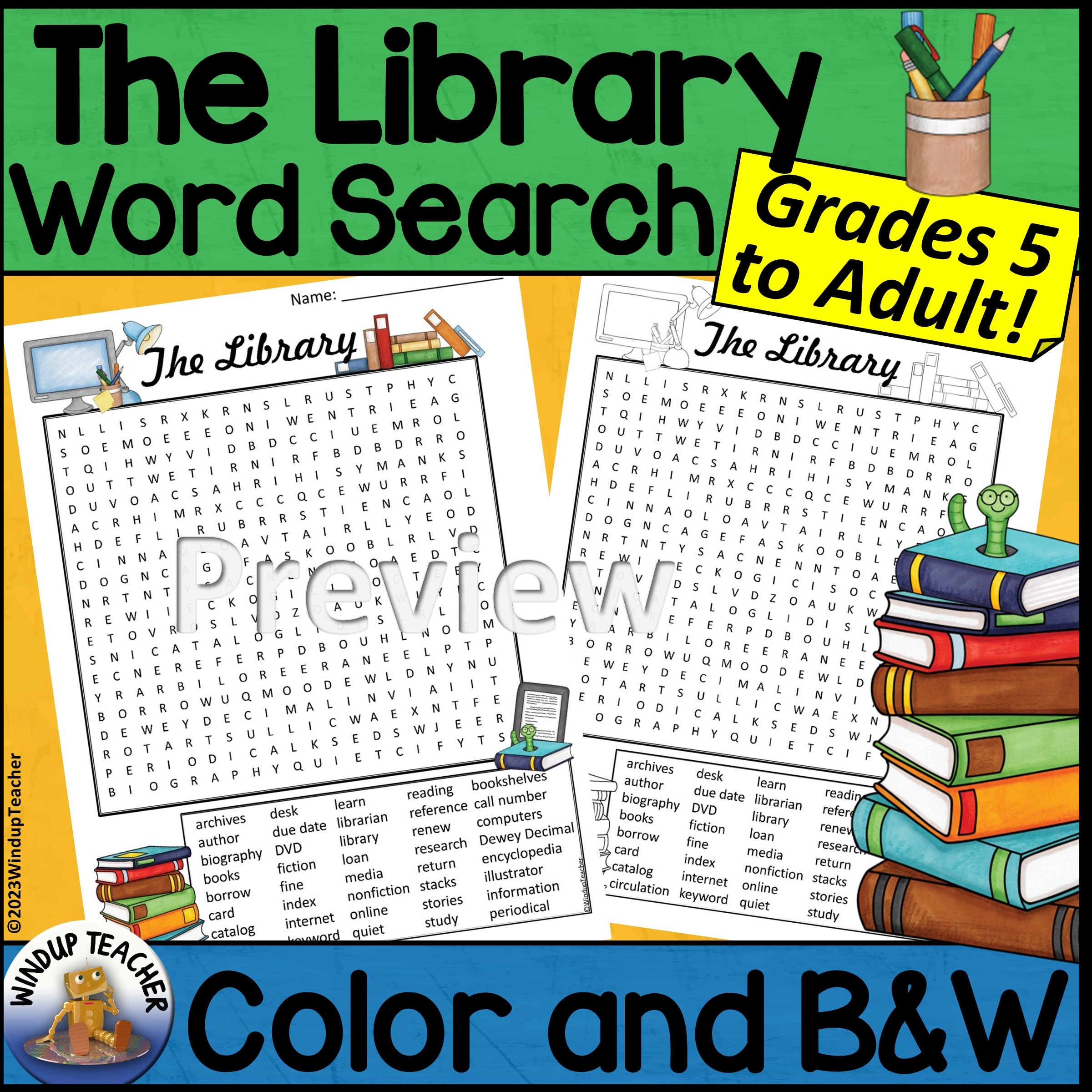 Library Word Search Activity Hard For Grades 5 To Adult Made By Teachers