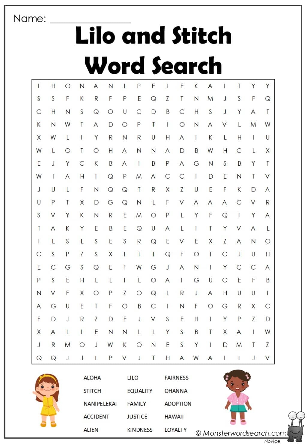 Lilo And Stitch Word Search Printable