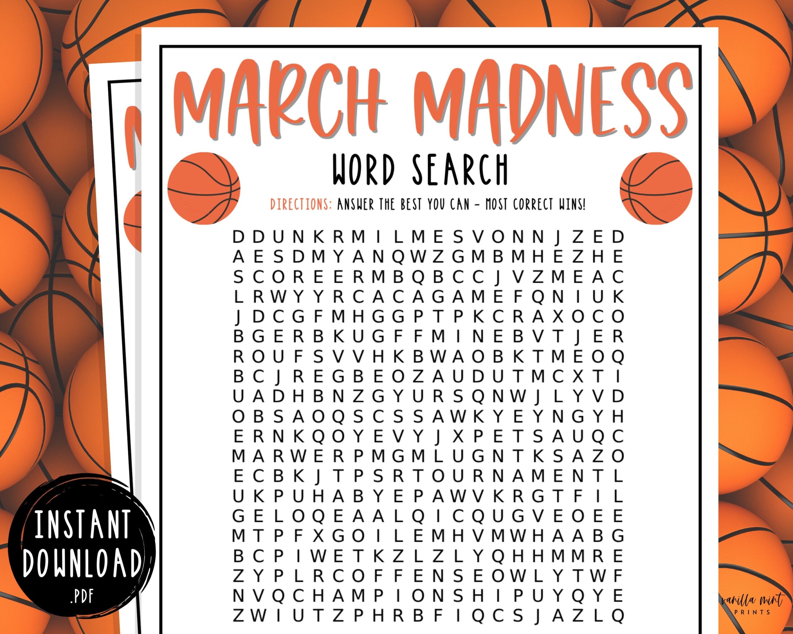 March Madness Word Search Game Printable March Madness Party Games NCAA Basketball Tournament Men s College Basketball Boy Birthday Etsy Canada