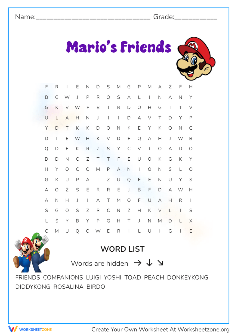 Mario Word Search