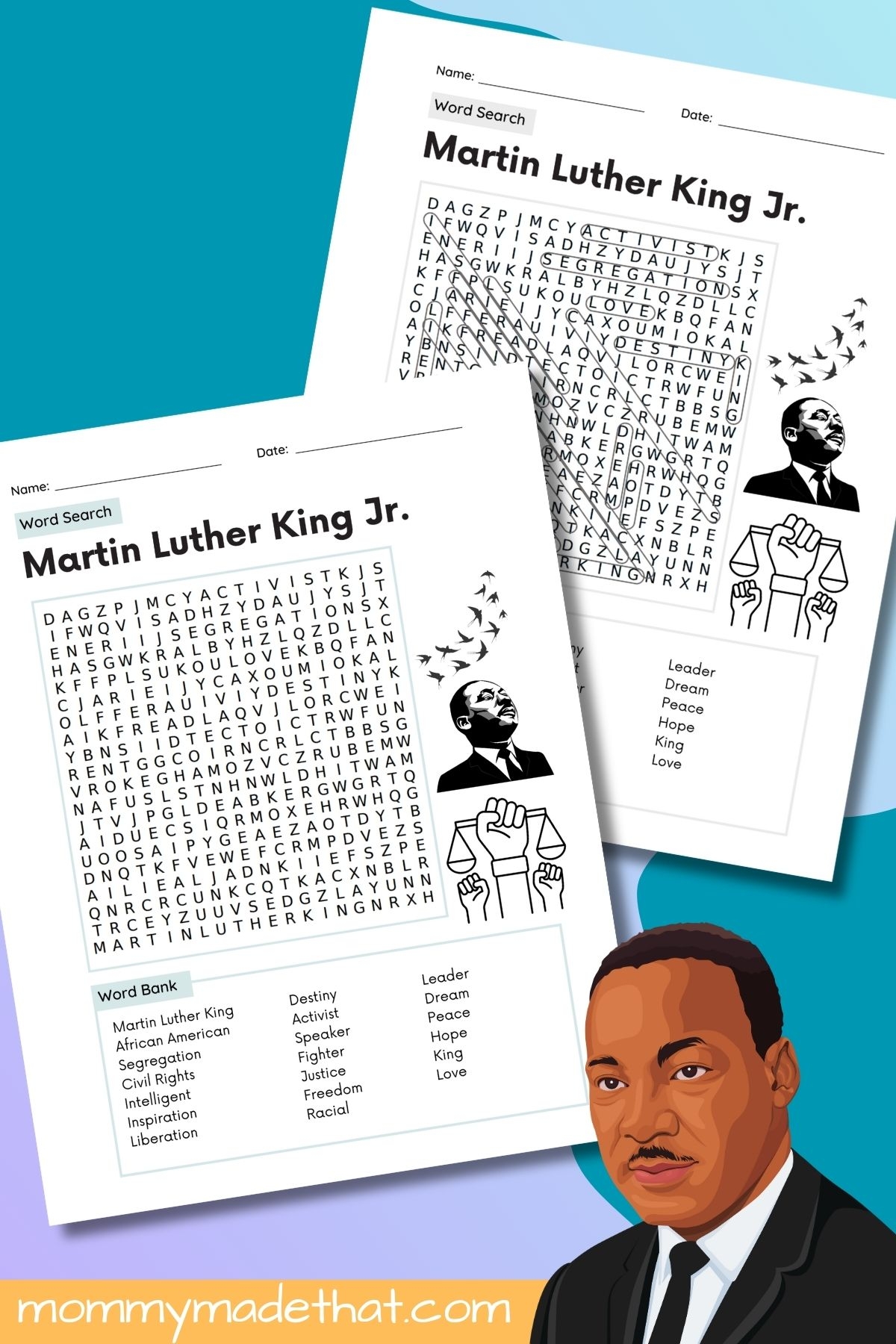 Mlk Word Search Free Printable