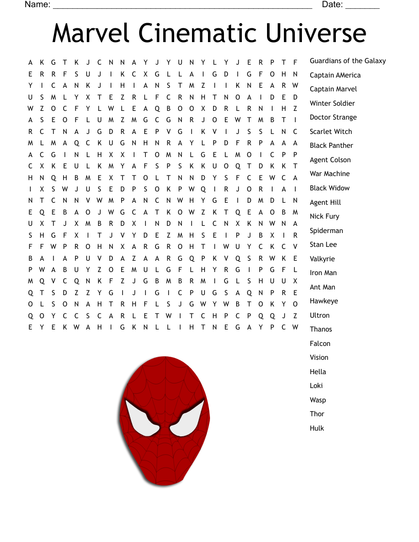 Avengers Word Search Printable