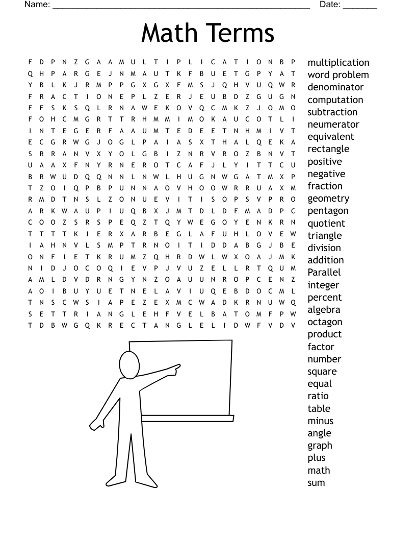 Math Word Searches Printable