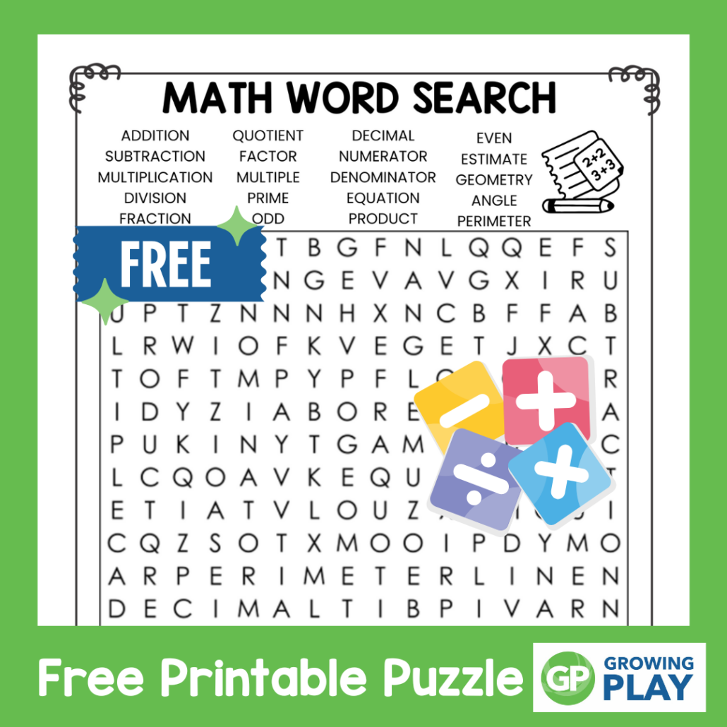 Multiplication Word Search Printable
