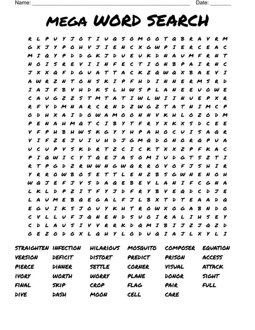 Mega Word Search Printable