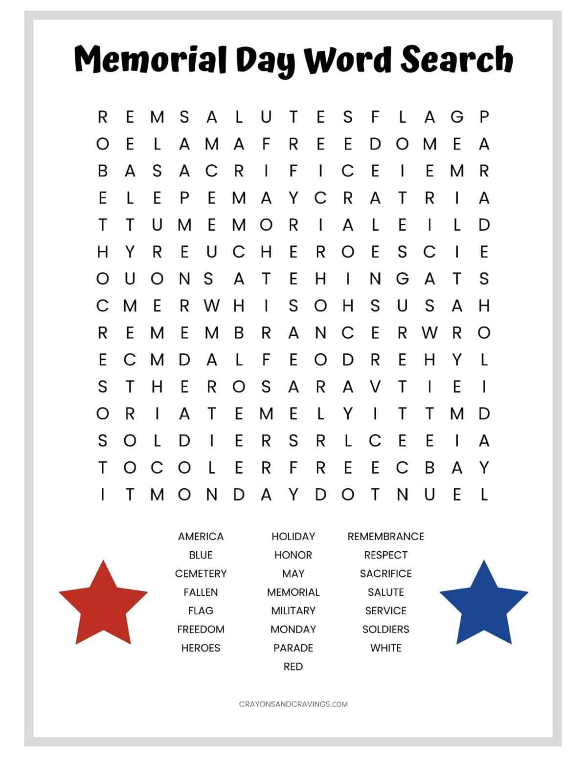May Printable Word Search