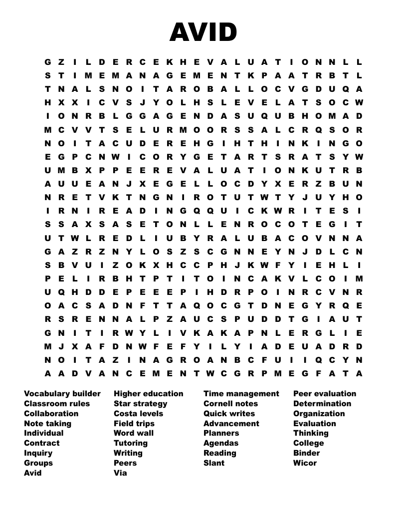 Middle School Word Search WordMint Worksheets Library