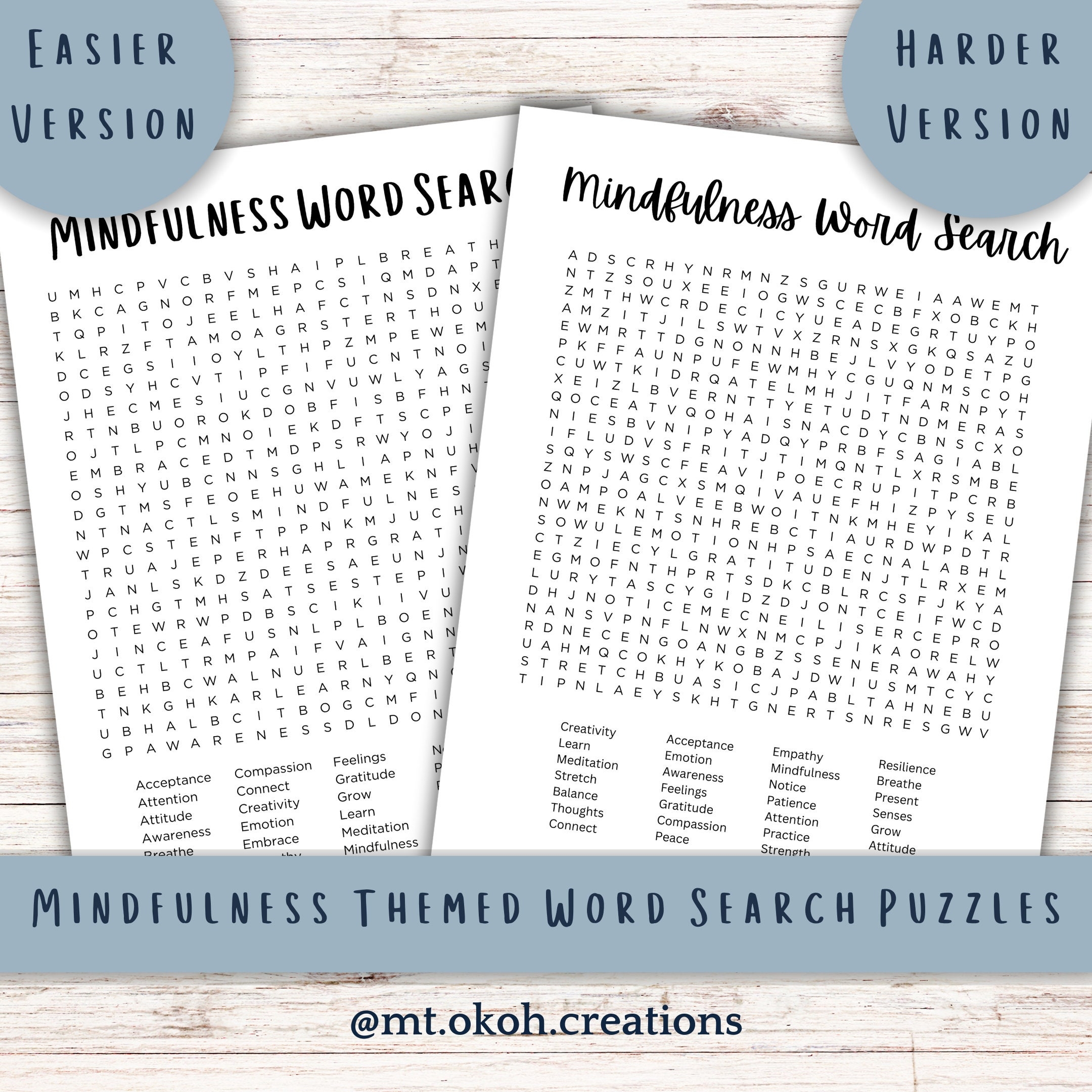 Mindfulness Word Search Printable