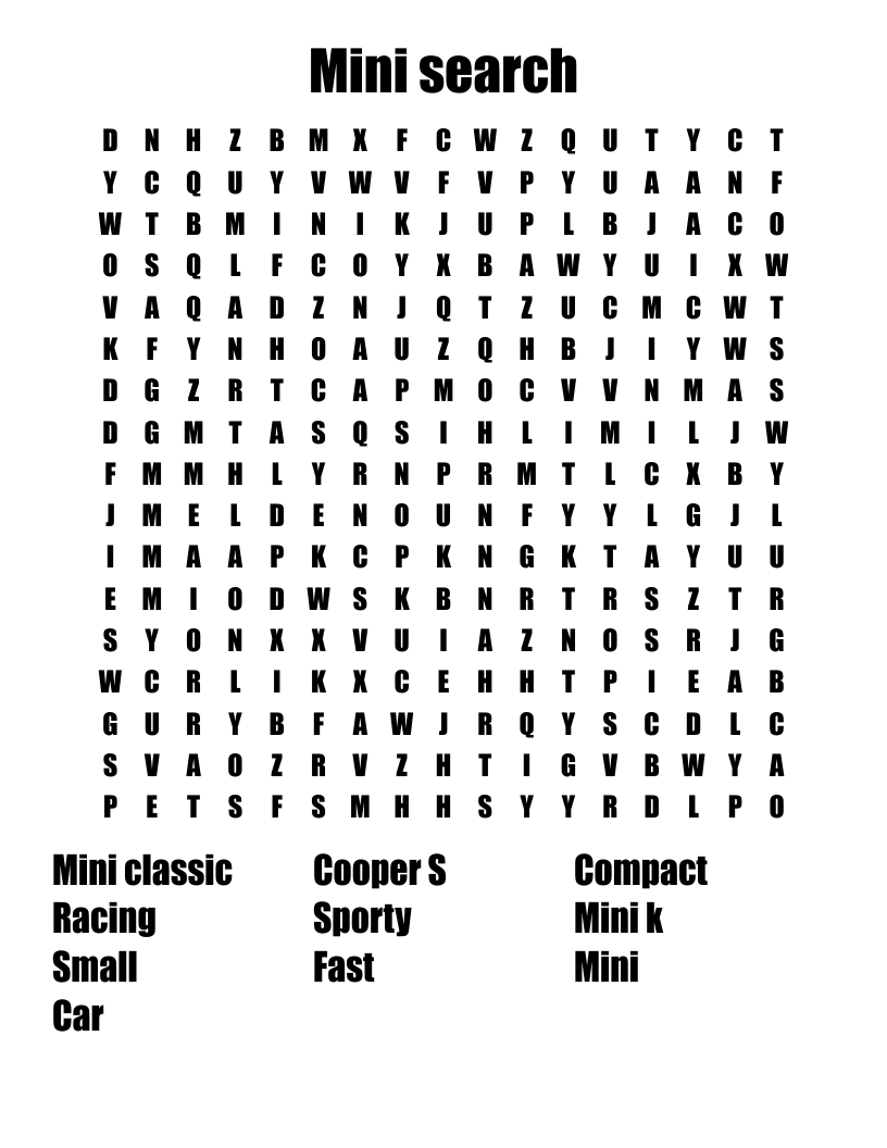 Mini Search Word Search WordMint