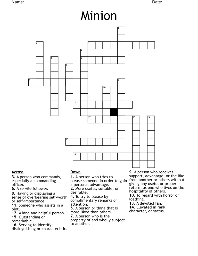 Minion Crossword WordMint
