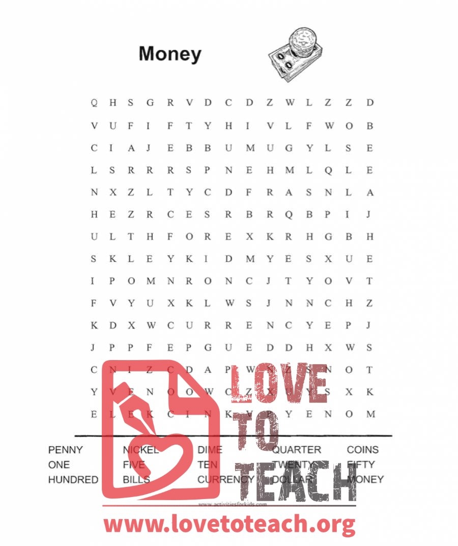 Money Word Search Printable