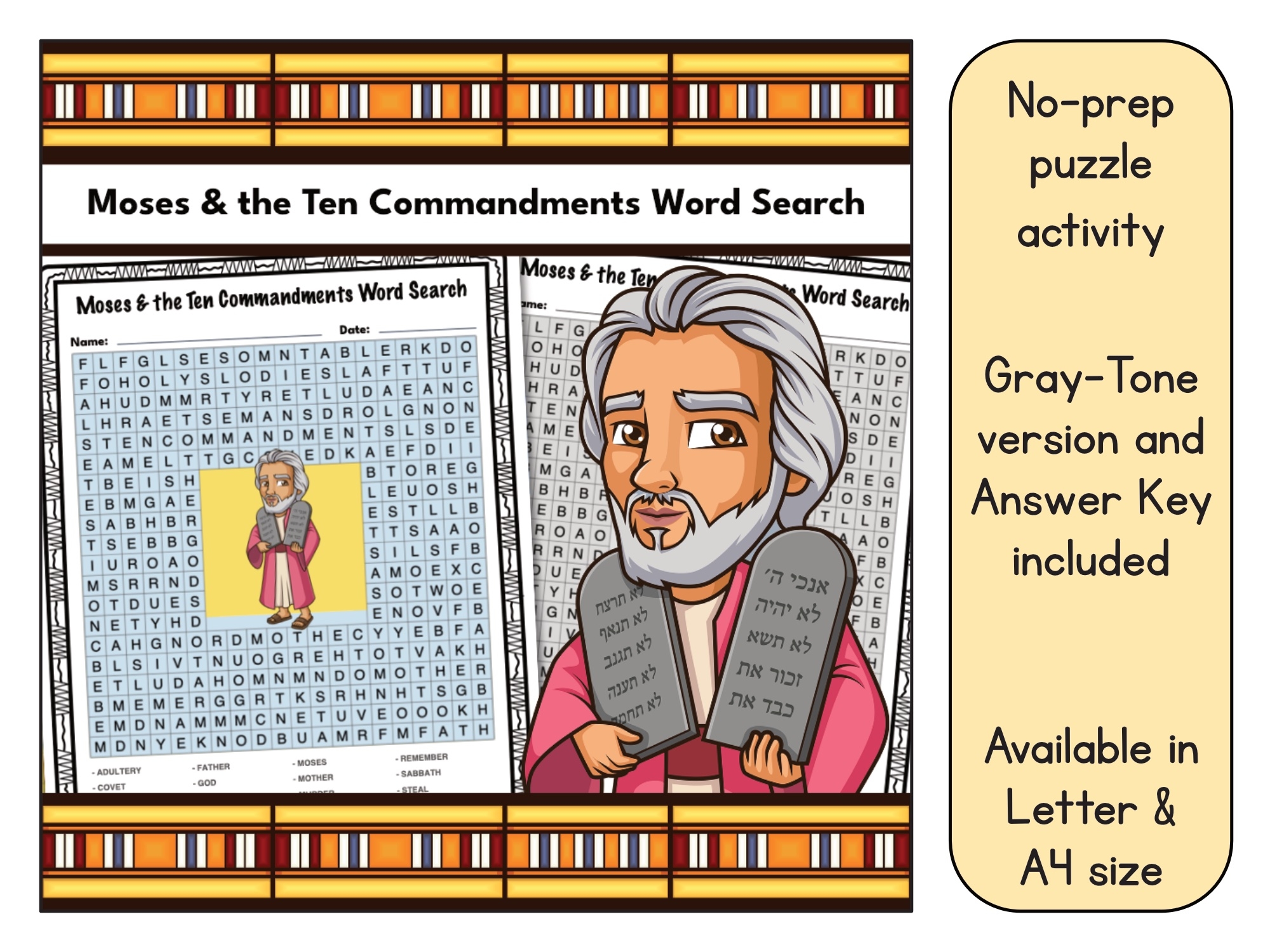Free Printable Ten Commandments Word Search