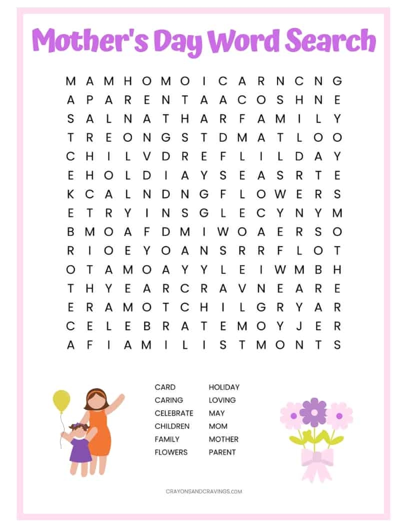 Free Printable Mothers Day Word Search