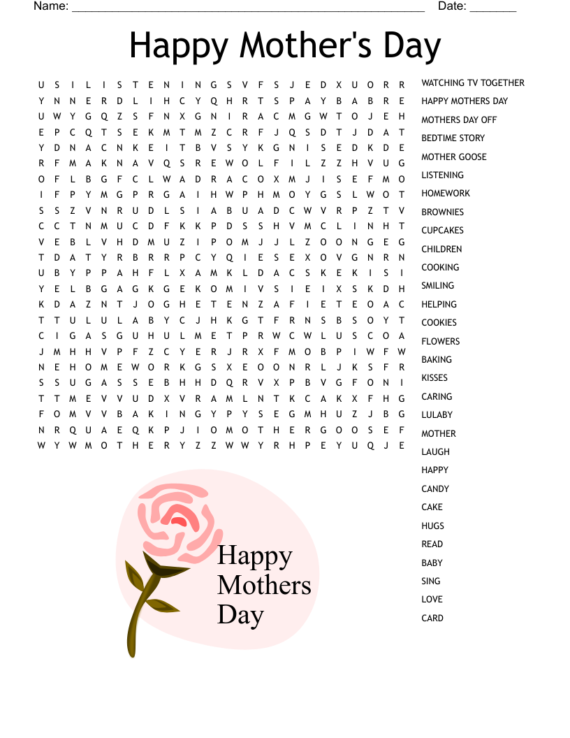 Mother’s Day Printable Word Search