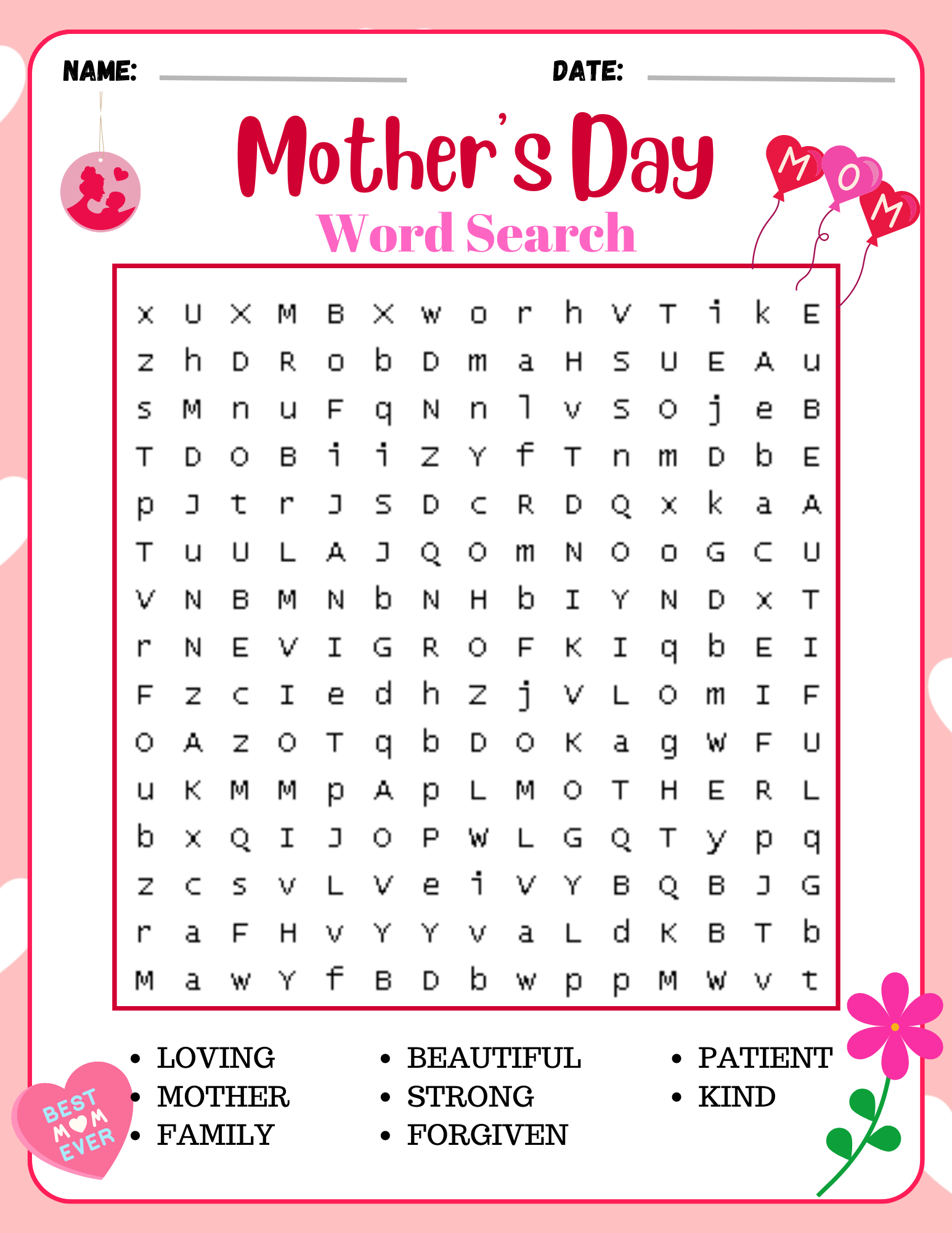 Mother s Day Word Search