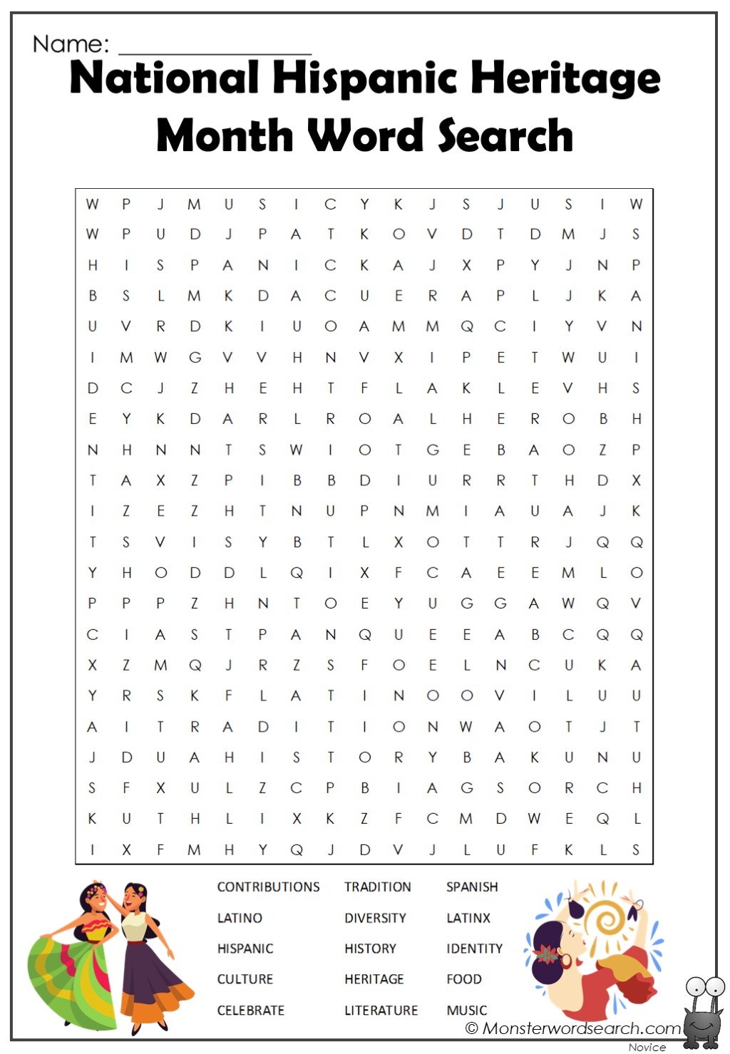 Hispanic Heritage Word Search Free Printable