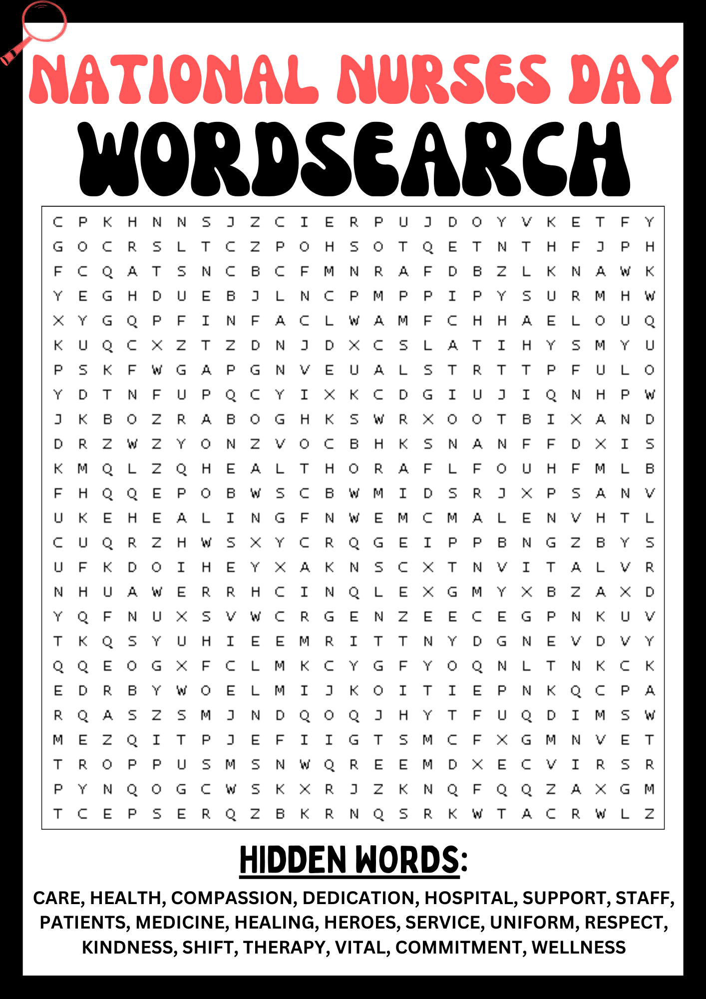 NATIONAL NURSES DAY Wordsearch Puzzle Worksheet Printables Activity Made By Teachers