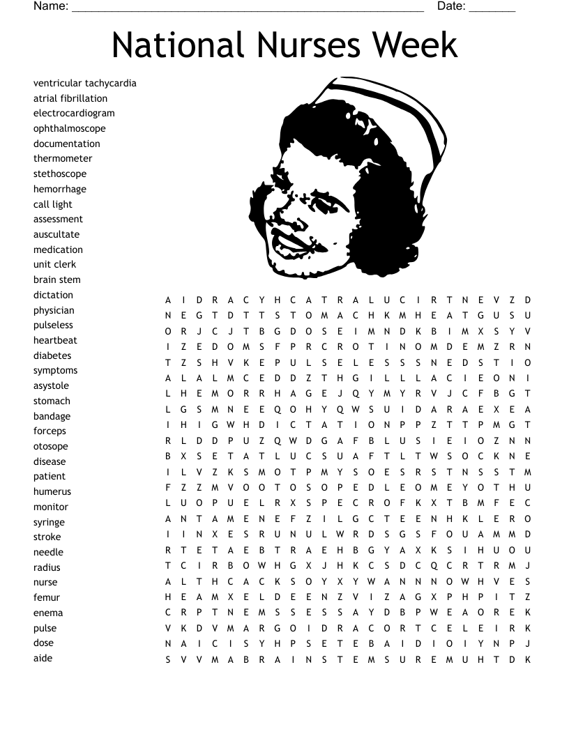 National Nurses Week Word Search WordMint