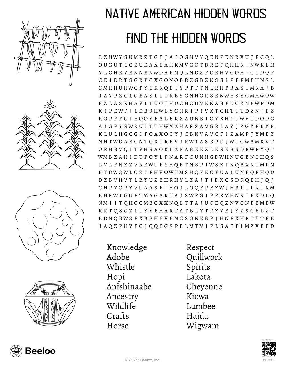 Native American Hidden Words Beeloo Printable Crafts And 