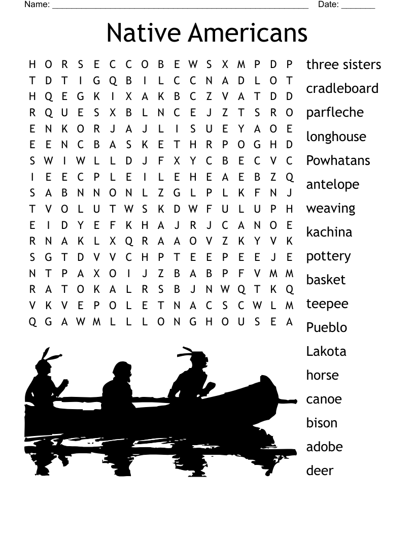 Free Printable Native American Word Search