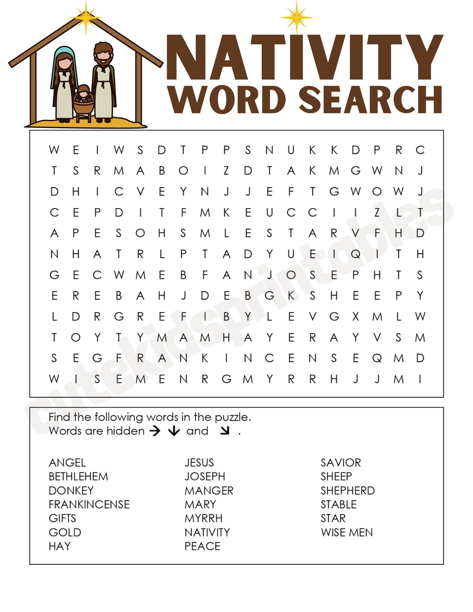 Christmas Bible Word Search Printable