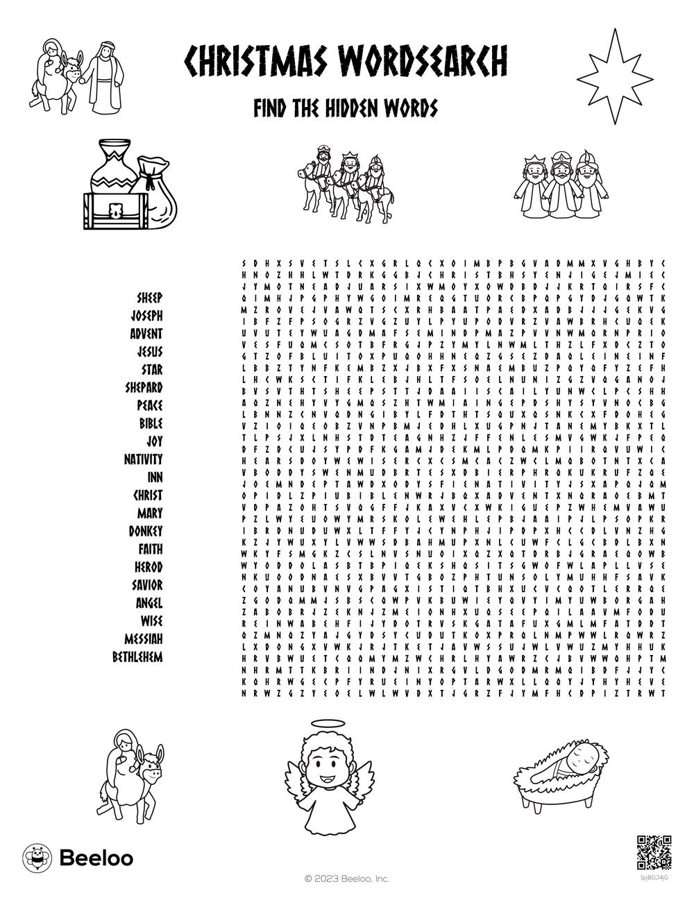 Nativity themed Word Searches Beeloo Printable Crafts And Activities For Kids