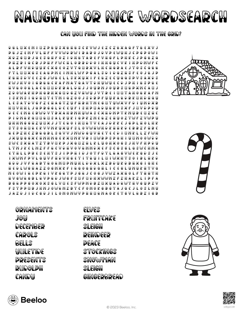 Naughty Or Nice Wordsearch Beeloo Printable Crafts And Activities For Kids
