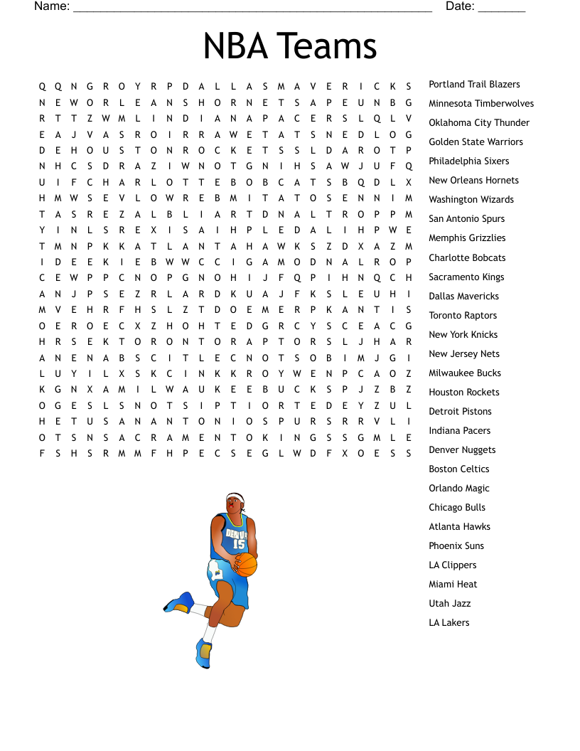 Printable Nba Word Search