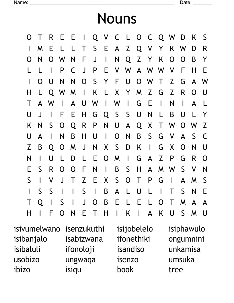 Nouns Word Search WordMint