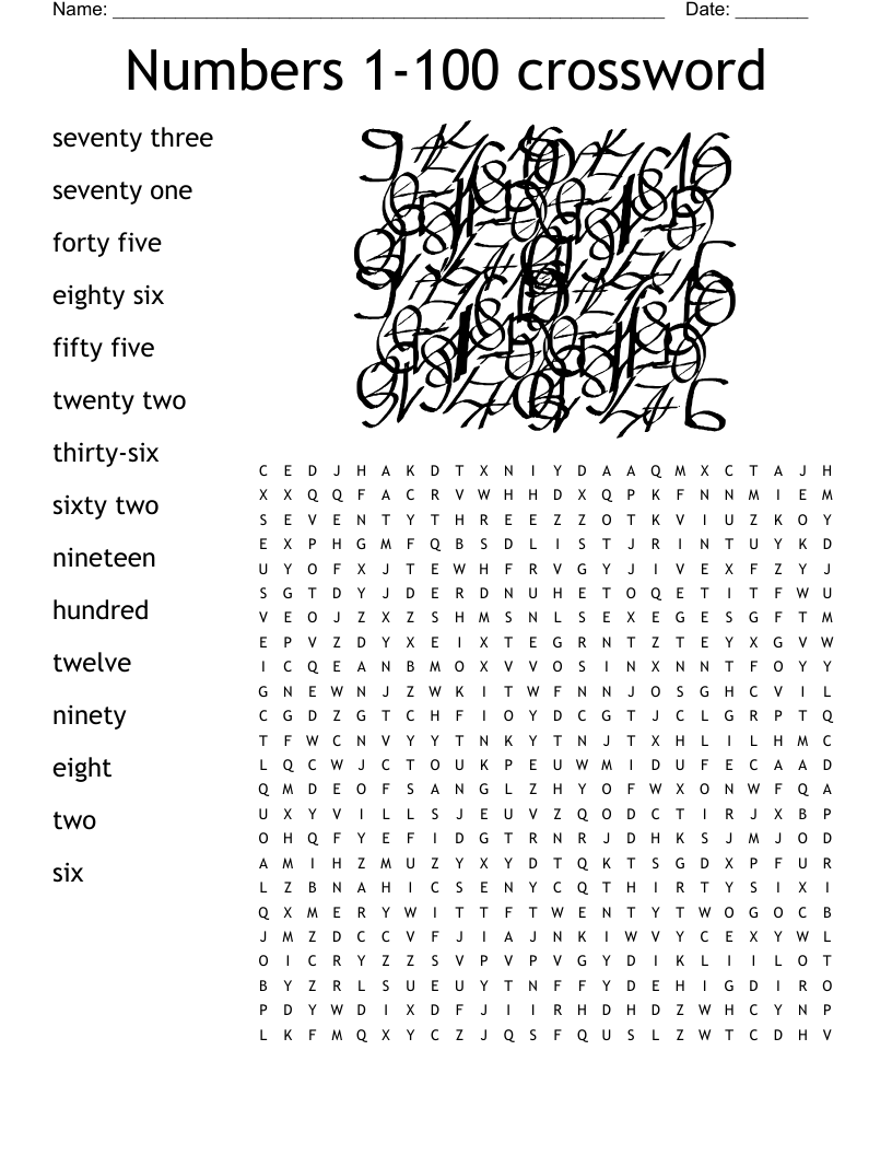 Word Search Numbers Printable