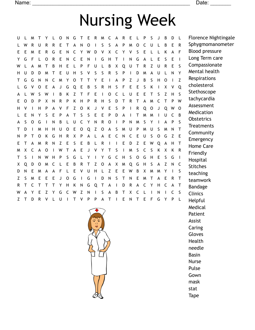 Nursing Word Search Puzzles Printable